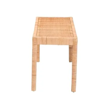 Baxton Studio Abelia Rattan and Mahogany Accent Bench