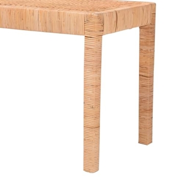 Baxton Studio Abelia Rattan and Mahogany Accent Bench