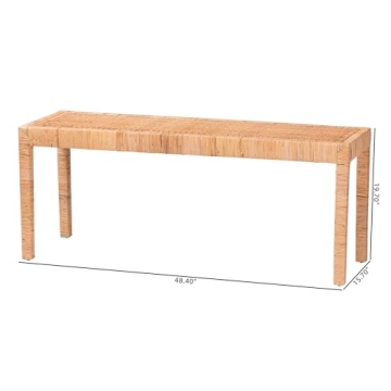 Baxton Studio Abelia Rattan and Mahogany Accent Bench
