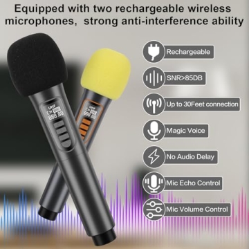 NetLea Karaoke Machine: Portable Dual Wireless Microphones with Bluetooth Speaker