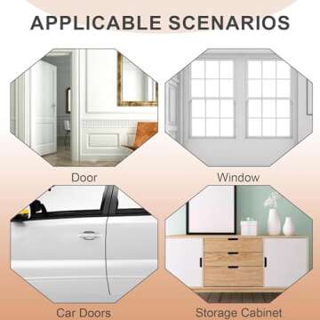 Rubber Weather Stripping Door Seal Strip, 40 Ft Self-Adhesive Door Seal Strip for Door Frame, D-Shape Door Weatherstripping Soundproofing, Door Insulation Strip for Windows (White)