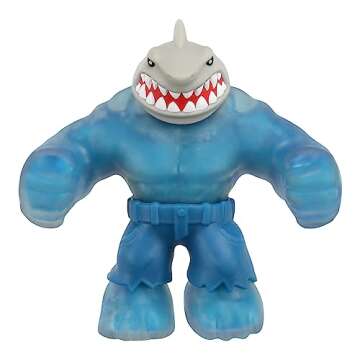 Heroes of Goo Jit Zu Goo Shifters DC Super Villain Stretchy Action Figure Hydro Attack King Shark. Incredibly Mushy DC 4.2" Toy Figure. Crush The Core!