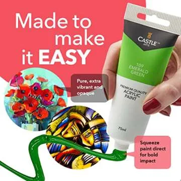 Castle Art Acrylic Paint Set 12 Large Tubes for Artists