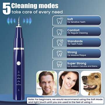 Plaque/Tartar Remover for Teeth, Dental Calculus Remover Teeth Cleaning Kit with LED Light & 5 Adjustable Modes