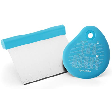 Spring Chef Bench Scraper - Stainless Steel Dough Cutter Tool with Bowl Pastry Scraper for Pizza, Br...