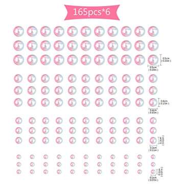 ECOLOG Pcs Pearls for Crafts,Self Adhesive Pearl Stickers Flatback Beads Half Round Pearls for Face ...