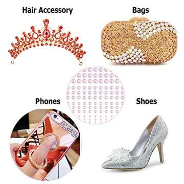 ECOLOG Pcs Pearls for Crafts,Self Adhesive Pearl Stickers Flatback Beads Half Round Pearls for Face Beauty Makeup Nail Art Cell Phone DIY Crafts Home Decor Scrapbooking Embellishments, 2/3/4/5mm