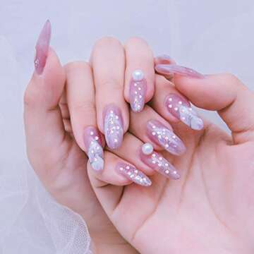 ECOLOG Pcs Pearls for Crafts,Self Adhesive Pearl Stickers Flatback Beads Half Round Pearls for Face Beauty Makeup Nail Art Cell Phone DIY Crafts Home Decor Scrapbooking Embellishments, 2/3/4/5mm