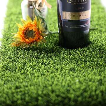Kesfey 12 x 36 Inch Artificial Grass Table Runners Washable Green Synthetic Home Decor Faux Table Ru...