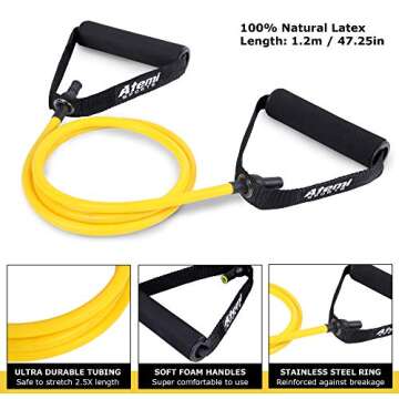 Atemi Sports Fitness Band with Handles & Door Anchor - Resistance Tube for Strength Training