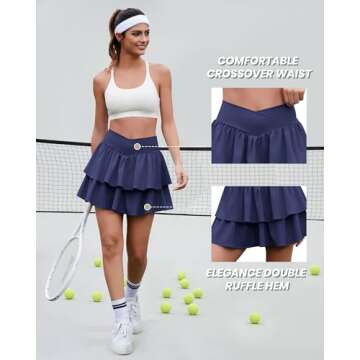 DLOODA Ruffle Tennis Skirt with Shorts Pockets for Women