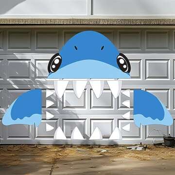 JOYIN Halloween Shark Trunk or Treat Decorations Kit for SUV, Car Archway Garage Door Decoration Car Stickers Shark Paperboard Tassels Double-Sided Tapes Halloween Decoration Outside