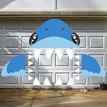 JOYIN Halloween Shark Trunk or Treat Decorations Kit for SUV, Car Archway Garage Door Decoration Car Stickers Shark Paperboard Tassels Double-Sided Tapes Halloween Decoration Outside