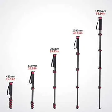 Avella C325 58 Inch Carbon Fiber Camera Monopod Professional Telescopic Monopods for Canon Nikon Sony Olympus Panasonic DSLR Camera Black