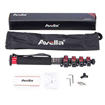 Avella C325 58 Inch Carbon Fiber Camera Monopod Professional Telescopic Monopods for Canon Nikon Sony Olympus Panasonic DSLR Camera Black