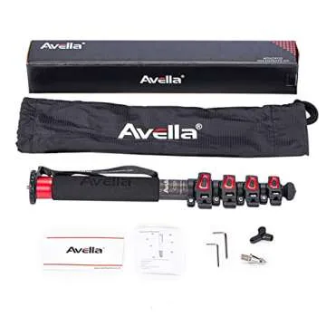 Avella C325 58 Inch Carbon Fiber Camera Monopod Professional Telescopic Monopods for Canon Nikon Sony Olympus Panasonic DSLR Camera Black