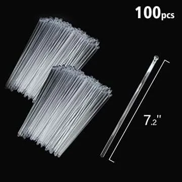 hapray 100-PCS Clear Plastic Swizzle Sticks, Crystal Cake Pops, Cocktail Coffee Drink Stirrers, Lolipop Stick, 7.24 Inch
