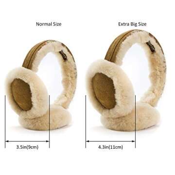 IKEPOD Women Winter Earmuffs Fluffy Sheepskin Ear Muff Cold Weather Windproof Ear Warmers Outdoor Fleece Ear Covers
