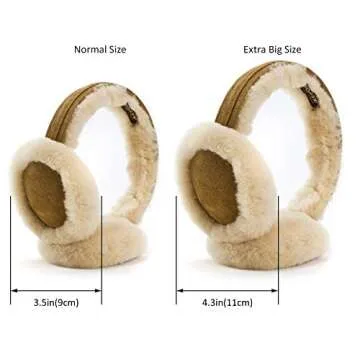 IKEPOD Women Winter Earmuffs Fluffy Sheepskin Ear Muff Cold Weather Windproof Ear Warmers Outdoor Fleece Ear Covers