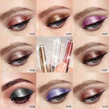 Phoera Liquid Glitter Eyeshadow 12 Colors Metallic Glitter Shimmer Long Lasting Waterproof Sparkling...