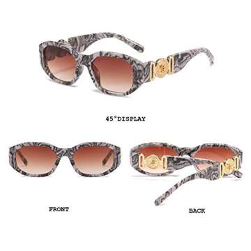 BUTABY Rectangle Sunglasses for Women Retro Driving Glasses 90’s Vintage Fashion Irregular Frame U...