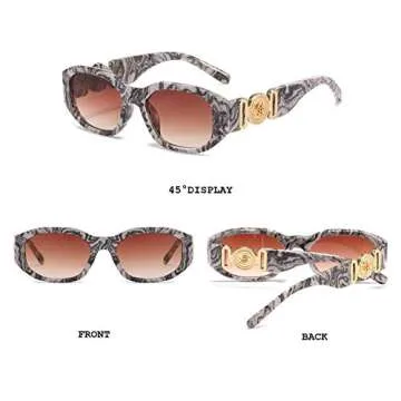 BUTABY Rectangle Sunglasses for Women Retro Driving Glasses 90’s Vintage Fashion Irregular Frame U...