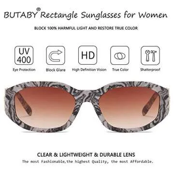 BUTABY Retro Rectangle Sunglasses with UV400 Protection