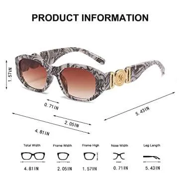 BUTABY Retro Rectangle Sunglasses with UV400 Protection