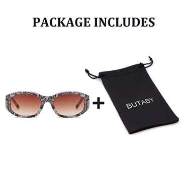 BUTABY Retro Rectangle Sunglasses with UV400 Protection