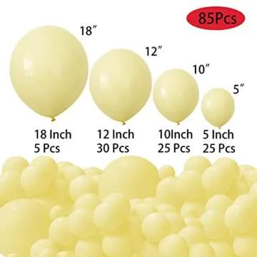 Pastel Yellow Balloons 85 Pcs Kit for Baby Showers Parties
