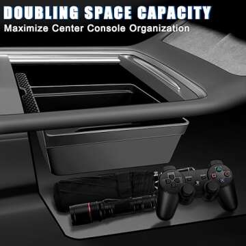XINTUO 3Pcs Center Console Organizer Tray Compatible for Tesla Model 3 Model Y Accessories 2024 2023-2021 Armrest Hidden Drawer Storage Box [Not Compatible for Model 3 2024]