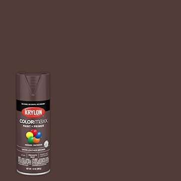 Krylon K05569007 COLORmaxx Spray Paint & Primer - Satin Brown, 12oz Can
