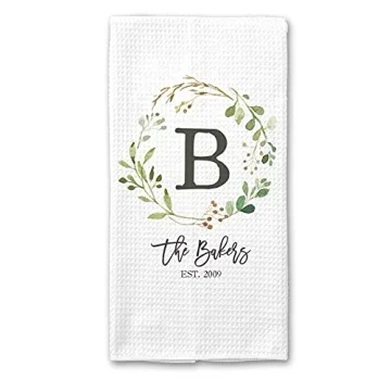 Personalized Waffle Weave Dish Towel - Elegant Kitchen & Housewarming Gift