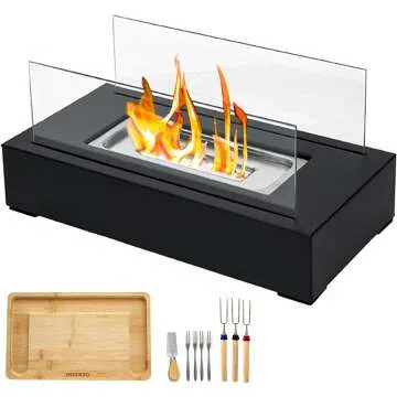 Tabletop Fire Pit with Smores Maker Kit Portable Indoor/Outdoor Mini Small Fireplace Table Top Decor Home Patio Balcony Gifts for Women Mom Her Wedding Housewarming Mothers Day Birthday Gift