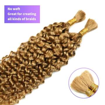 Human Braiding Hair Water Wave Bulk Human Hair For Braiding 100g (1pack-2bundles) No Weft 100% Unprocessed Virgin Human Braiding Hair For Boho Braids Water Wave Micro Braiding Human Hair 26inch #27