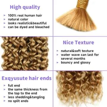 Human Braiding Hair Water Wave Bulk Human Hair For Braiding 100g (1pack-2bundles) No Weft 100% Unprocessed Virgin Human Braiding Hair For Boho Braids Water Wave Micro Braiding Human Hair 26inch #27