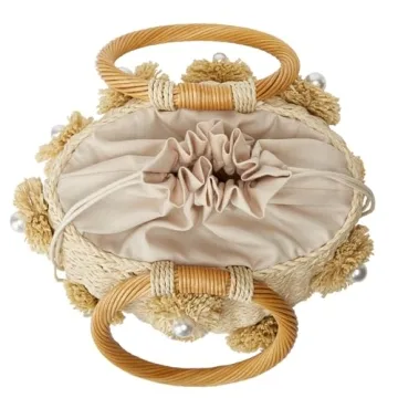 Stylish Summer Straw Bag for Women with Pearl Accents