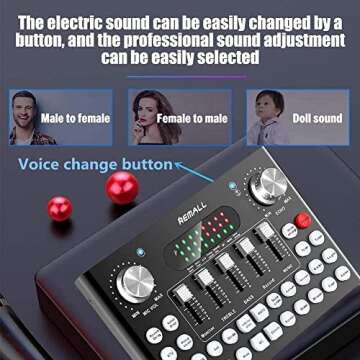REMALL The Sound Card V8, Sound Board Mixer Soundboard Sounds Card for Live Streaming Sound Effects Machine Audio Mixer for Podcast Sound Mixer for PC Computer Gaming Phone