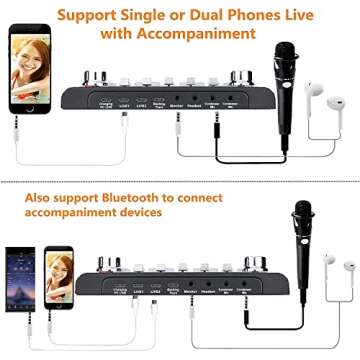 REMALL The Sound Card V8, Sound Board Mixer Soundboard Sounds Card for Live Streaming Sound Effects Machine Audio Mixer for Podcast Sound Mixer for PC Computer Gaming Phone