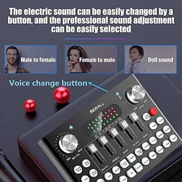 REMALL The Sound Card V8, Sound Board Mixer Soundboard Sounds Card for Live Streaming Sound Effects Machine Audio Mixer for Podcast Sound Mixer for PC Computer Gaming Phone