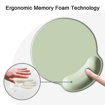 DOOKE Ergonomic Mouse Pad with Wrist Support, Cute Wrist Pad with Non-Slip Rubber Base for Computer, Laptop, Home Office Gaming, Working, Easy Typing & Pain Relief,Sage Green