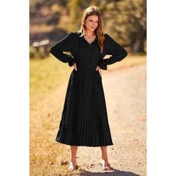 Chic PRETTYGARDEN Fall Midi Dress - Elegant & Comfortable