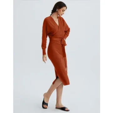 Stylish CHERFLY V Neck Sweater Dress for Women