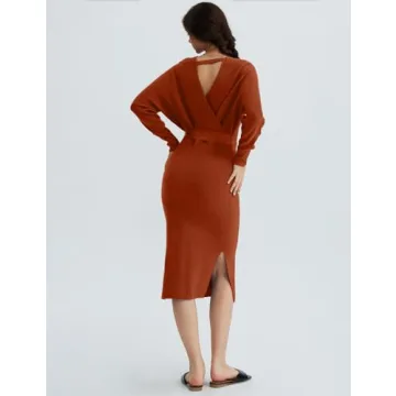 Stylish CHERFLY V Neck Sweater Dress for Women