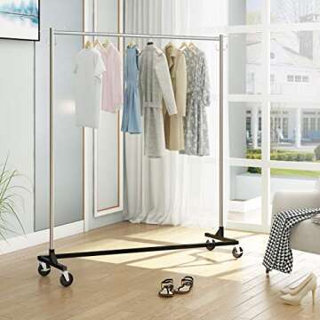 GREENSTELL Clothes Rack with Cover & Tube Bracket, Industrial Pipe Z Base Clothing Garment Rack on W...