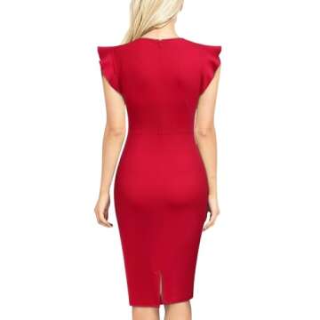 Miusol Women's Business Retro Ruffles Slim Cocktail Pencil Dress - Elegant Fit