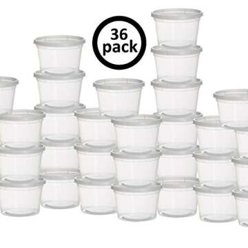 Paksh Novelty Plastic Containers for Lunch / Medium Food Containers with Lids, Leak Proof, Microwavable, Freezer And Dishwasher Safe, 16 Ounce, 36 Pack