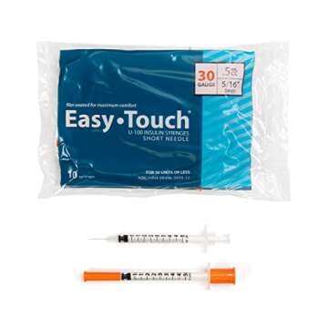 Easy Touch U-100 Insulin Syringe with Needle, 30G 0.5cc 5/16-Inch (Box of 100)