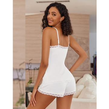 Avidlove Women's Pajama Set - Sleeveless Lace Trim PJ Set