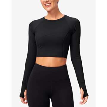 Stylish SANTINY Women's Long Sleeve Crop Workout Top